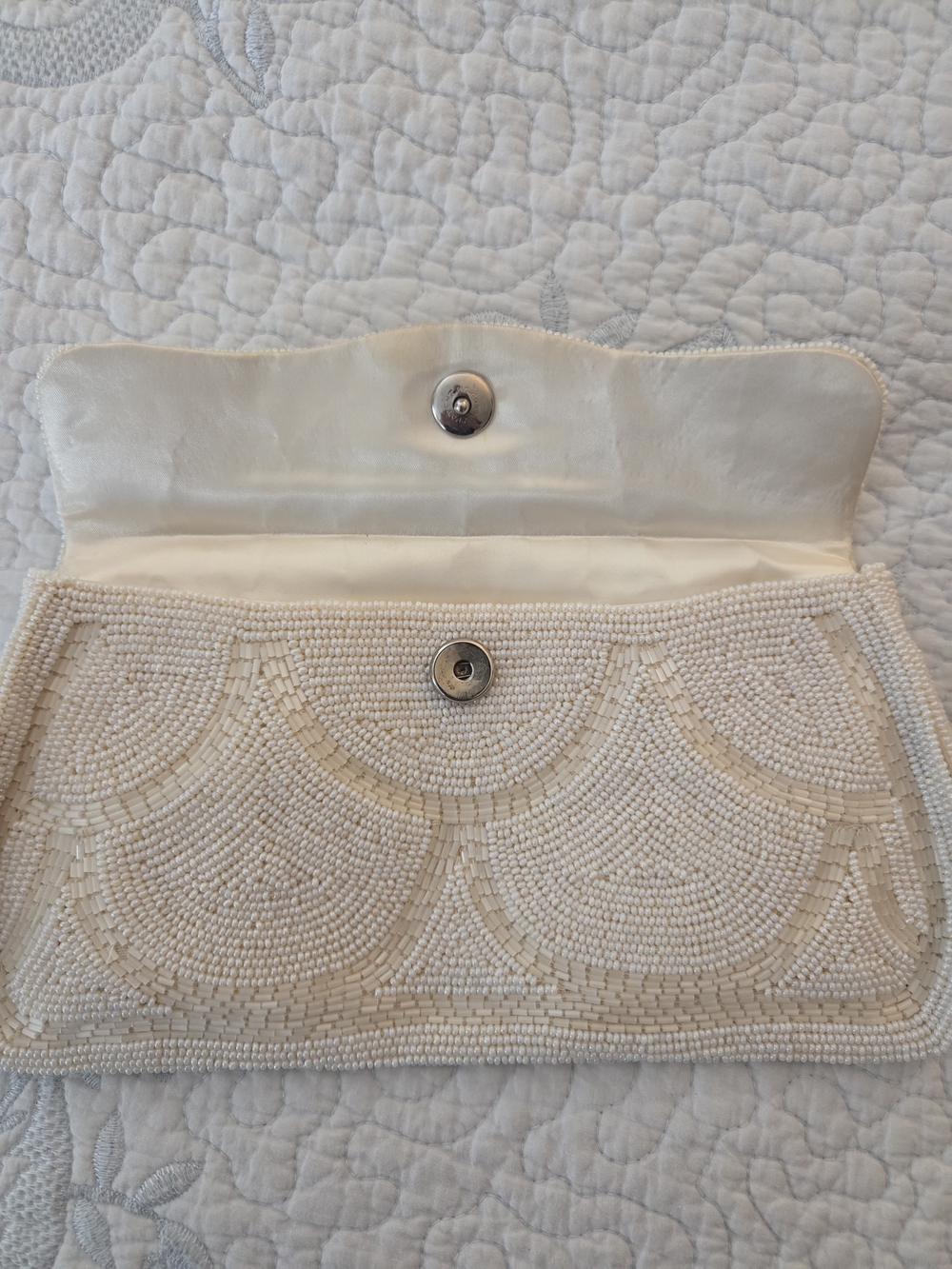 Elegant 1960's Ivory Beaded Evening Clutch